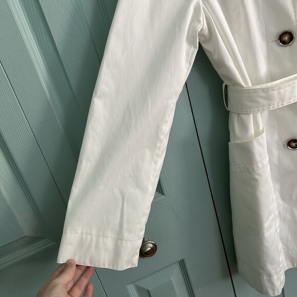 MICHAEL Michael Kors Womens White Double-Breasted Button Belted Trench Coat Med - Picture 4 of 15